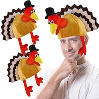 Chapeau de dinde en peluche en velours, style Europe et Amérique, avec visage de dessin animé recyclé, sangle de menton, logo personnalisé disponible, fournitures de fête