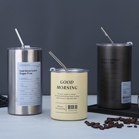 Gobelet isotherme moderne en acier inoxydable à double paroi, avec paille, pour Americano glacé et Latte, portable, vente en gros usine