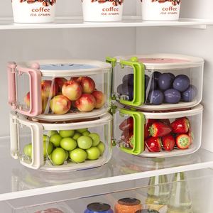 Multifunctional <b>Folding</b> Handle Fruit <b>Storage</b> With Lid Vegetable Drain Double-Layer Fresh-Keeping <b>Box</b> Custom Logo - Product Image 4
