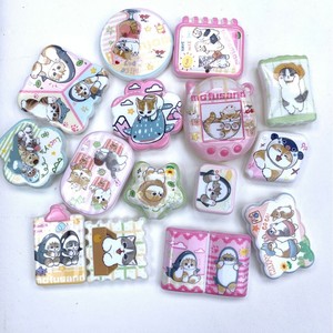 Perline Sciolte Acriliche Stampate Fronte-Retro a Forma di Gatto Squalo Carino, Accessori Fai-da-te per Catene di Telefoni Cellulari - Product Image 1