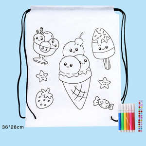 กระเป๋าหูรูดสำหรับเด็กระบายสีน้ำกราฟฟิตีแบบทำมือสำหรับโรงเรียนอนุบาลกระเป๋าเป้สะพายหลังแบบมีเชือกรูดสำหรับเด็ก - Product Image 5
