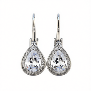 Boucles d'oreilles pendantes en cristal or blanc Lp, forme goutte d'eau, serti clos, bijoux classiques pour femme, pour mariage - Product Image 1