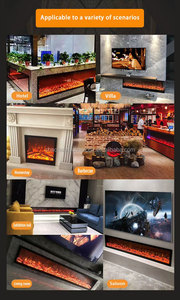 Caminetto Elettrico Moderno da Parete con Simulazione 3D Fiamma a 7 Colori, Stile Europeo, con Supporto TV Integrato - Product Image 4