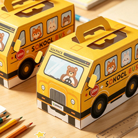 Maßgefertigte Schulbus-förmige Pappschachtel Tragbare Auto-förmige Papier-Geschenkbox mit Griff Kinder-Schreibwaren Süßigkeiten-Verpackungsbox