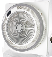 Kipas Angin Plafon LED Warna Putih Harga Murah Aliran Udara Besar AC 14 inci 60*60 dengan Timer dan Remote Control untuk Pasar Arab Saudi