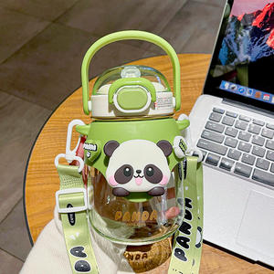 Nouvelle Gourde pour Enfants en Plastique PC Écologique, Design Panda Adorable, Grande Capacité, avec Couvercle Pop et Paille, Design Attrayant - Product Image 3