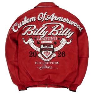 แจ็คเก็ตหนังแท้ปักลายเพชรหรูหราสำหรับผู้ชาย ผลิตตามสั่ง (OEM)  ขั้นต่ำในการสั่งซื้อน้อย  พร้อมปักโลโก้แบรนด์ตามต้องการ - Product Image 1