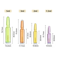 Vente en gros d'ampoules en plastique PP ou PETG colorées de 1,5 ml, 2 ml, 3 ml, 5 ml, flacon cosmétique pour sérum, ampoules en plastique pour sérum cosmétique