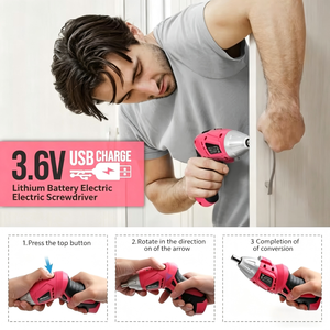 Hi-Spec Electric Screwdriver 3.6V Lithium Battery USB Charge DIY Repair ToolPink lady's toolbox - Product Image 3