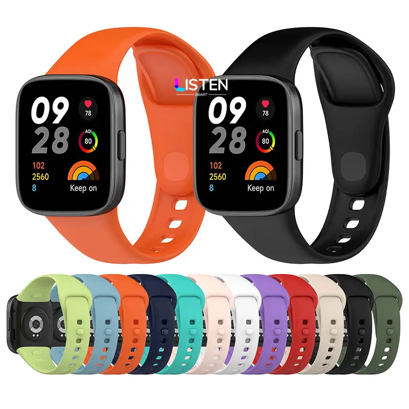 Listensmart Sport TPU Bracelet de montre en caoutchouc personnalisé pour Redmi Watch 3 Lite 3 Bracelet de remplacement en silicone à mailles souples