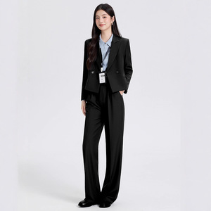 Women's Suit Set Off White Solid Color Anti-Wrinkle Polyester Casual Wear for Office and Interviews - Product Image 4