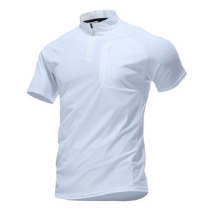 DOVEARK 2025 nuovo 88% in poliammide 12% Spandex con cerniera nascosta mezza cerniera veloce da uomo che corre da palestra t-shirt con colletto sportivo - Product Image 4