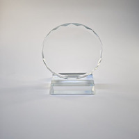 Trophée de reconnaissance personnalisé en cristal rond avec base transparente pour cérémonie d'entreprise, souvenir DT-R002