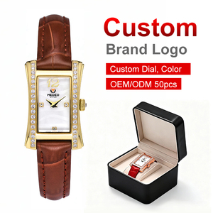 Nouvelle montre à quartz pour <span class=keywords><strong>femme</strong></span> Diamond Rose, luxe, verre minéral, cadran carré, boîtier en acier inoxydable, bracelet en cuir, étanche - Product Image 1