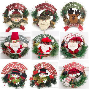 Pequeño muñeco de nieve de mimbre corona alce muñeca colgante de puerta de madera decoraciones de Navidad - Product Image 2
