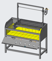 Barbecue Asado argentin Santa Maria de 48 pouces, au feu de bois et au charbon, avec brasero, grilles réglables, briques réfractaires, acier robuste
