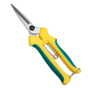 Jolies cisailles de jardin en acier inoxydable avec poignée jaune, fonctionnement manuel, pour la cueillette des fruits et l'utilisation en jardin. - Product Image 3