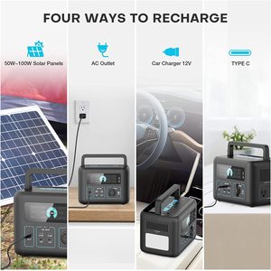 สถานีไฟฟ้าพกพา 300W, แบตเตอรี่ลิเธียม 296Wh 80000mAh, ช่องเสียบ PD 2-60W และคลื่นไซน์บริสุทธิ์ 110V/330W, เครื่องกำเนิดพลังงานแสงอาทิตย์ - Product Image 5