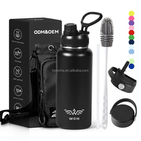 Bouteille d'eau isotherme en acier inoxydable de 32 oz avec logo personnalisé, bouchon à bec verseur, sans BPA, maintien thermique de 6 à 12 heures pour les sports de plein air