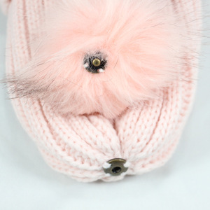 Wholesale <strong>Custom</strong> Warm Windproof Knitted Cap Womens Sik Lining <strong>Winter</strong> <strong>Beanie</strong> Satin Lined PomPom <strong>Beanie</strong> <strong>Hat</strong> - Product Image 3