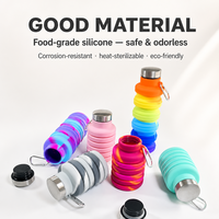 Gobelet pliable en silicone rond, anti-fuite, sans BPA, résistant aux chutes, résistant à la chaleur, avec couvercle en acier inoxydable, multicolores