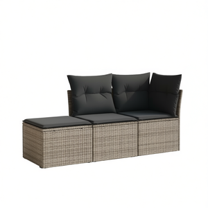 Juego de Sofás de Jardín de Ratán Gris, 3 Plazas, Muebles de Exterior con Patas Ajustables, Diseño Estándar - Product Image 1