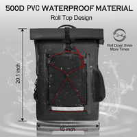 Sac à dos étanche à grande capacité avec fenêtre tactile Roll Top en PVC IPX6 pour kayak, randonnée, camping, cyclisme