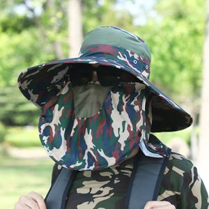 Chapeau de soleil à large bord avec protection pour le visage et le cou, chapeau de randonnée et de pêche en plein air, protection UV, respirant, monochrome - Product Image 3
