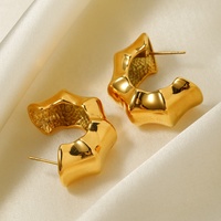 Nouvelle Tendance Personnalisée : Boucles d'Oreilles en Acier Inoxydable au Design Irrégulier, Plaqué Or 18K, Clous d'Oreilles Plissés, Bijoux de Mode en Gros