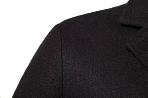 Mantel panjang wol untuk pria, mantel trench warna polos tebal berkancing, mantel wol baru untuk pria - Product Image 6