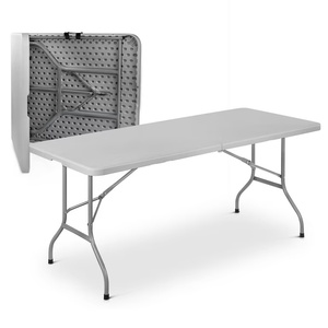Trong Kho Cho Thuê Đồ Nội Thất Ngoài Trời Mesa Plegable Xách Tay Vinyl Trắng Nhựa Có Thể Gập Lại Hình Chữ Nhật Bảng Cho Đảng Sự Kiện Đám Cưới - Product Image 1