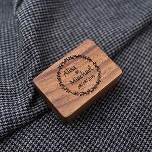 Solid North American <b>Black</b> Walnut Cufflink and <b>Tie</b> Clip Gift Set with Portable Small Wooden Storage Box Elegant <b>Mens</b> - Product Image 2