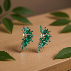 Orecchini a perno con cristalli a forma di pianta per donna, gioielli romantici multicolori con strass, gioielli raffinati con montatura a griffe per l'uso quotidiano - Product Image 2