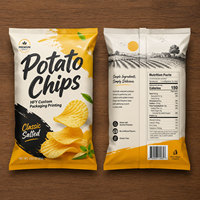 Sachets à fond plat pour chips, imprimés sur mesure, de qualité alimentaire, sachets en plastique à fermeture éclair pour bonbons, biscuits et emballages de snacks