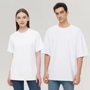 Tシャツ、Uomo高品質ドロップショルダースクリーンプリントヘビーウェイトブランク特大ホワイトカスタムTシャツTシャツ