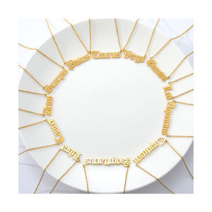 Collier unisexe tendance vintage en acier inoxydable plaqué argent avec zircon, résistant au ternissement, chaîne à maillons, <span class=keywords><strong>horoscope</strong></span>, cadeau - Product Image 1