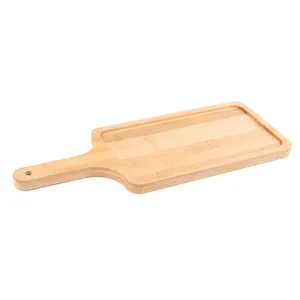 Top Selling Simple Style Handled Design Natural Bamboo Paddle Serving Boards For Bread Fruit Appetizer