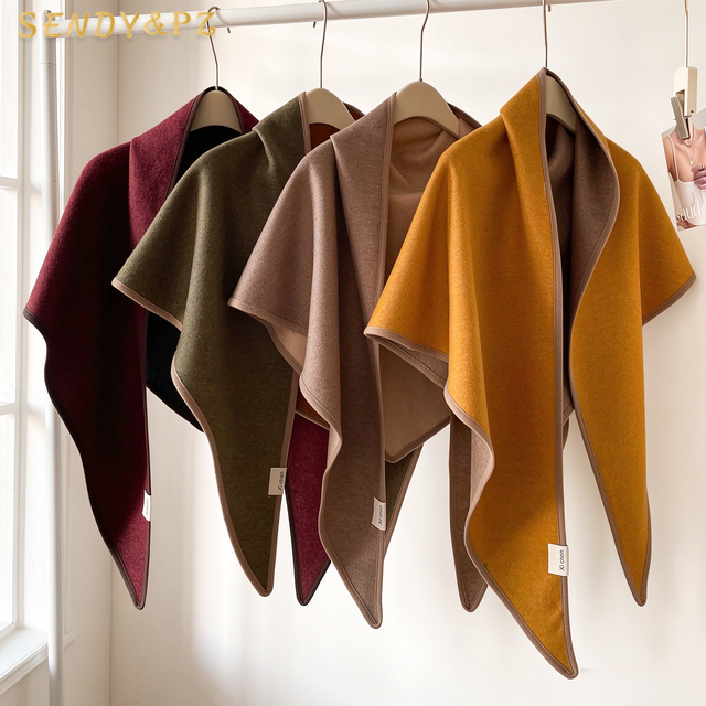 170 * 65cm Maillard Polyester Women Scarf Autumn Winter Scarf Solid Color Exterior Traditional Triangular Scarves Shawls