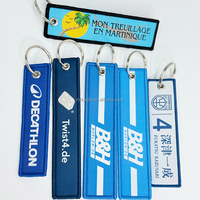 Gepersonaliseerde Borduurwerk Sleutelhangers Custom Ronde Sleutelhanger Geweven Sleutelhanger Stof Auto Sleutelhanger