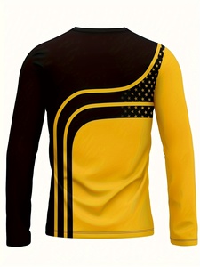 Herren Casual Sports 3D Printed <span class=keywords><strong>Solid</strong></span> Pattern Einfaches Rundhals-Langarm-Oberteil im Worested Fabric Digital Printing - Product Image 4