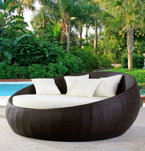 Inicio casual de mimbre blanco patio tejido Muebles de Jardín <span class=keywords><strong>tumbona</strong></span> sofá de ratán cama redonda - Product Image 4