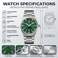 Montre en acier inoxydable à quartz pour homme avec logo personnalisé, fabrication OEM, mouvement Miyota 2115, échantillon disponible, livraison rapide