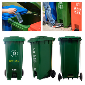 Poubelle à pédale extérieure 240L, épaissie et compartimentée, fabricant de poubelles à pédale 120L pour l'assainissement communautaire - Product Image 1