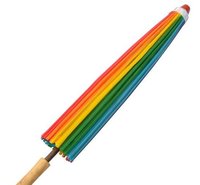 Parasol Arc-en-ciel Libellule en Bambou Sculpté et Tissu, Écologique, Fait Main, Style Amour Naturel, 56 cm