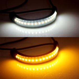 12V LEDストリップ バイク用LEDライト ブレーキ信号インジケーターストリップ ホワイト+イエロー ウインカーライト フローバー - Product Image 3