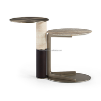 Table basse italienne moderne et minimaliste en marbre Mobilier de salon design de centre créatif en acier inoxydable pierre naturelle pure