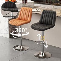 Tabouret de bar pivotant et réglable en hauteur, style nordique moderne, avec pieds électroplaqués, dossier, pour comptoir de cuisine, en cuir anti-griffures pour chat