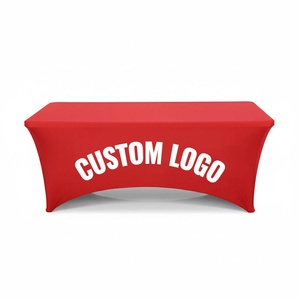 Custom Logo <b>Table</b> <b>Cover</b> For Business Conference, Stain Resistant Polyester <b>Table</b> Cloth Custom Print For Client Reception Event - Product Image 3