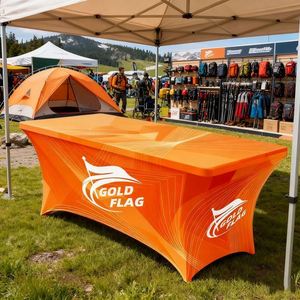 Wholesale Premium Fabric Rectangle Stretch Style with Custom Logo Orange <b>Table</b> Cover <b>Table</b> Cloths - Product Image 6