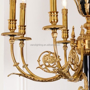 Lustre en verre élégant de style français pour hall d'entrée de villa, mariage, <span class=keywords><strong>éclairage</strong></span> artisanal en laiton antique classique de luxe - Product Image 3